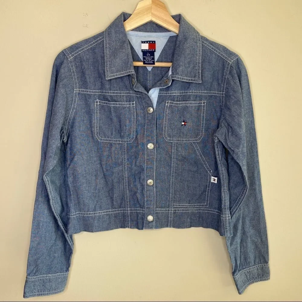 Tommy Hilfiger Chambray snap up jacket size Large
